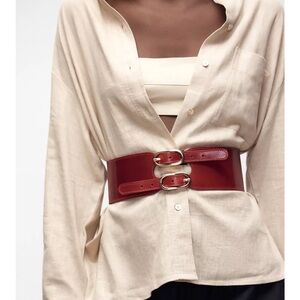 NWT ZARA 100% leather DOUBLE BUCKLE SASH BELT
🚨FIRM PRICE